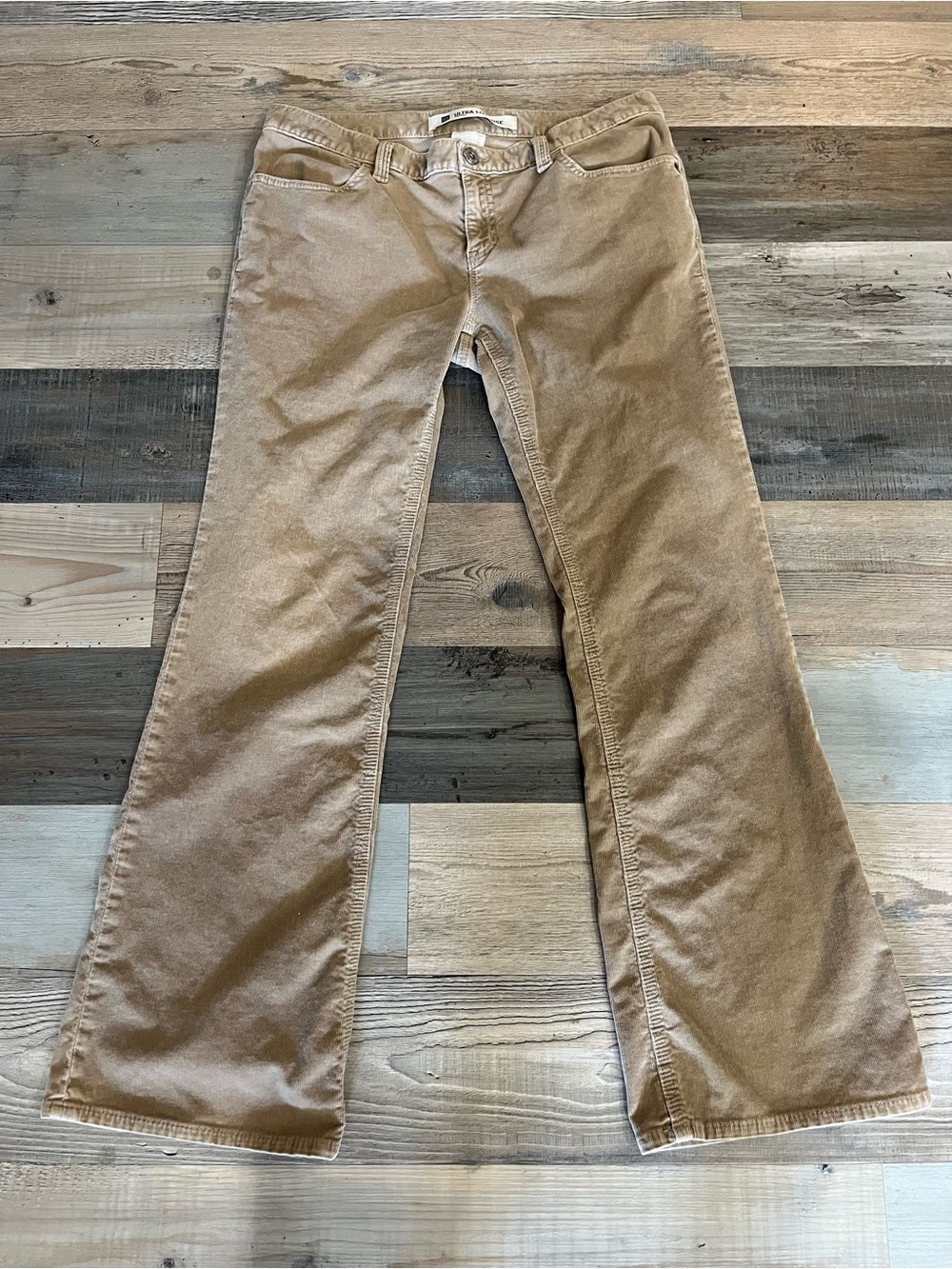 Vintage GAP Ultra Low Rise Women's Wide Leg Jeans in Tan Sz 12 Boho Chic TC0179 - Picture 3 of 9